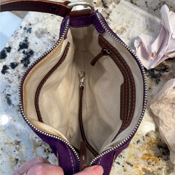 Michael Kors Purple Suede Studded Shoulder Bag - Picture 5 of 9